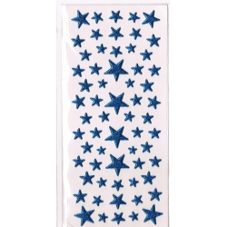 Naklejki gwiazdki NIEBIESKIE / blister 7,5x17cm / z brokatem wypukłe / NKX-3533